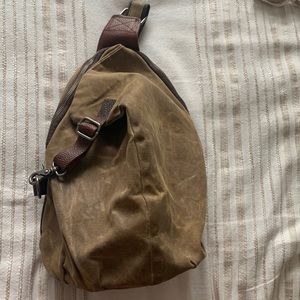 Sling backpack waxed canvas
